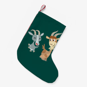 Petite Chaussette De Noël Bas heureux mignon de Noël de deux chèvres de