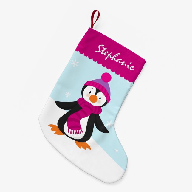 Petite Chaussette De Noël Bas mignon de Noël de pingouin (Devant (Accrochage))