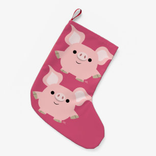 Petite Chaussette De Noël Bas mignon de Noël de porc de bande dessinée de