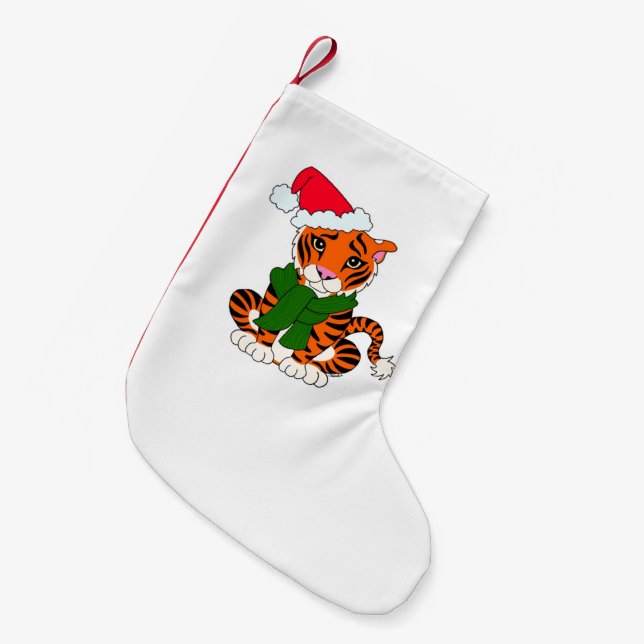 Petite Chaussette De Noël Bas mignon de tigre de Noël (Devant (Accrochage))