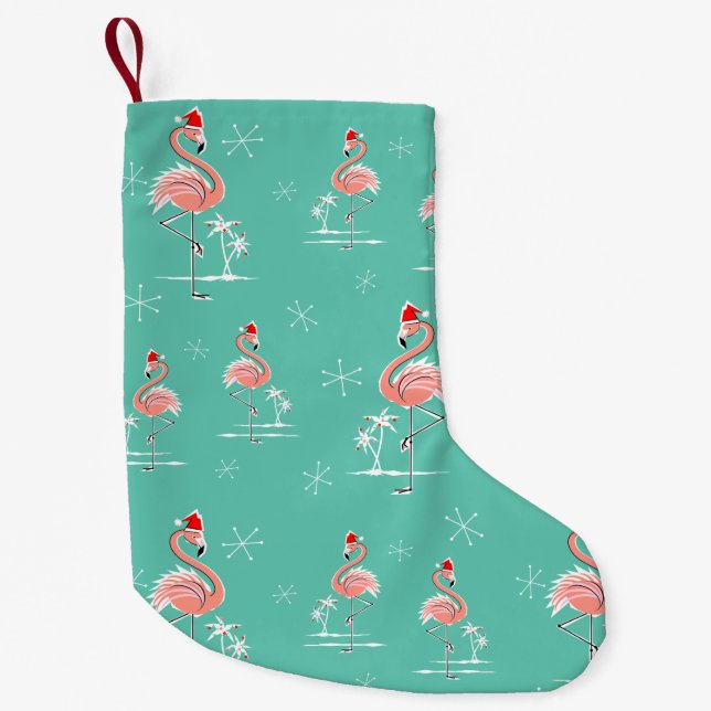 Petite Chaussette De Noël Bas multi de Flamant rose de Noël (Devant)