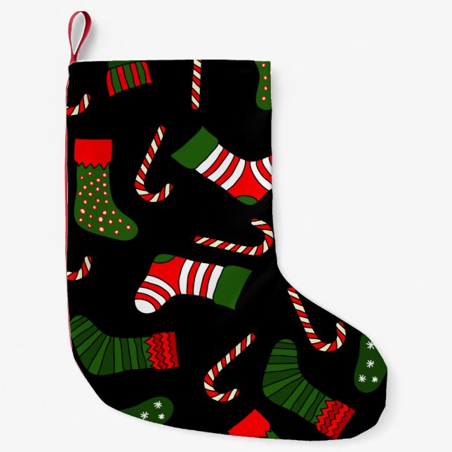 Petite Chaussette De Noël bas noël noir (Devant)
