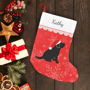 Petite Chaussette De Noël Bas noir de chiot de Labrador de Noël