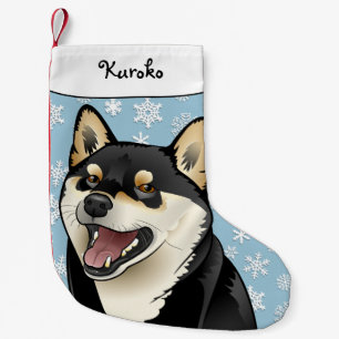 Petite Chaussette De Noël Bas noir et bronzage de Joyeux Noël de Shiba Inu