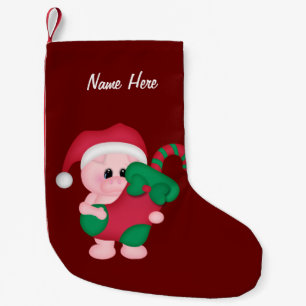 Petite Chaussette De Noël Bas personnalisable de porc de Noël