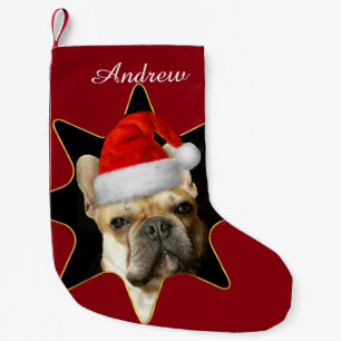 Petite Chaussette De Noël Bas personnalisé de bouledogue français de Noël