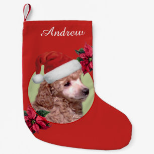Petite Chaussette De Noël Bas personnalisé de chien de caniche de Noël