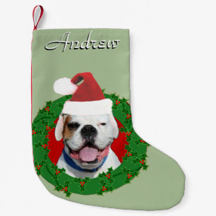 Petite Chaussette De Noël Bas personnalisé par chien blanc de boxeur de No