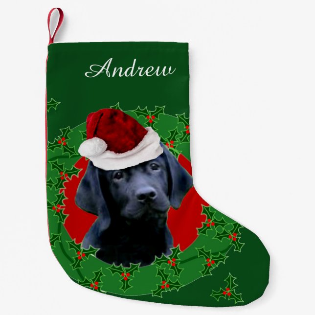 Petite Chaussette De Noël Bas personnalisé par chien de Labrador de Noël (Devant)