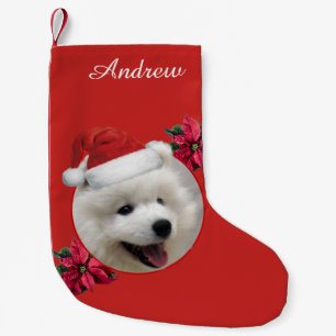 Petite Chaussette De Noël Bas personnalisé par chien de Samoyed de Noël