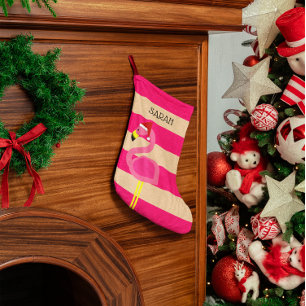 Petite Chaussette De Noël Bas personnalisé par Flamant rose rose