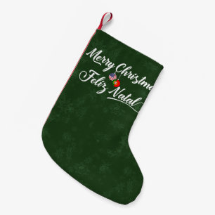 Petite Chaussette De Noël Bas portugais bilingue de Noël d'Américain