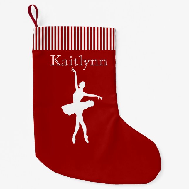 Petite Chaussette De Noël Bas rouge et vert de Noël de danseur de rayure (Devant)