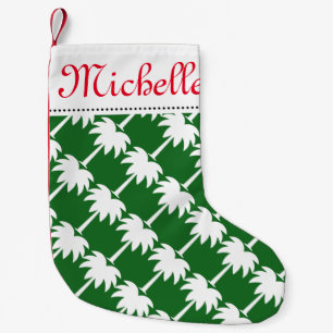 Petite Chaussette De Noël Bas tropical de palmier de Noël avec le nom