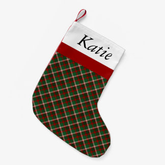 Petite Chaussette De Noël Bas vert et rouge de tartan de plaid de Noël