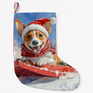Petite Chaussette De Noël Basenji Chien en rebord Laisser neiger Noël