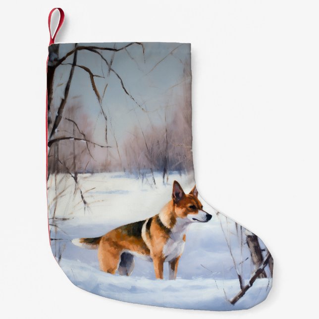 Petite Chaussette De Noël Basenji Laisser neiger Noël (Devant)