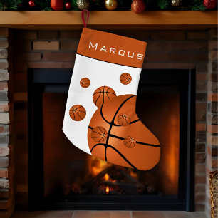 Petite Chaussette De Noël Basket-ball amusant Orange Boy's Name Kids