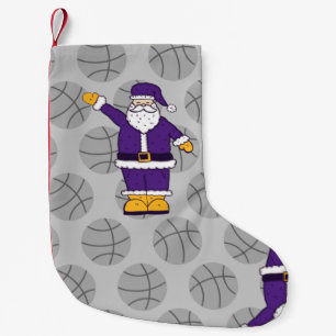 Petite Chaussette De Noël basketball jaune violet de noël santa claus