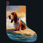 Petite Chaussette De Noël Basset Hound Beach Surf Peinture<br><div class="desc">Plongez dans le monde ludique de l'aventure canine avec cette peinture captivante. Un chien en ébullition se rend aux vagues, chevauchant habilement le surf sur une plage baisée par le soleil. L'oeuvre d'art vibrante capte magnifiquement l'essence de l'excitation au bord de la plage tandis que le chien court sans crainte...</div>