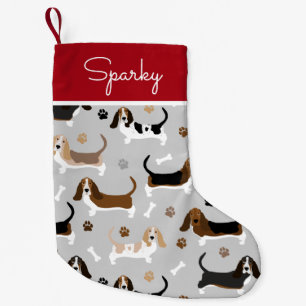 Petite Chaussette De Noël Basset Hound Dog Nom personnalisé