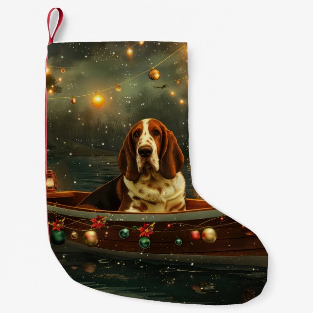 Petite Chaussette De Noël Basset Hound Noël Festive Voyage (Devant)