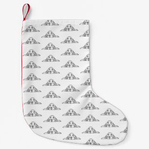Petite Chaussette De Noël basset hound noir blanc yeux de chiot simple
