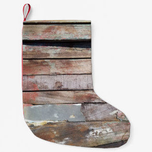 Petite Chaussette De Noël Bateau à voile rustique en bois vieilli Planches N