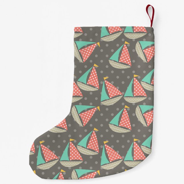 Petite Chaussette De Noël Bateaux à gros (Dos)