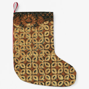 Petite Chaussette De Noël Batik Earthy Café Elégant Rustique Rugueux