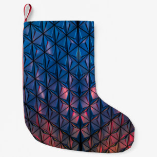 PETITE CHAUSSETTE DE NOËL BÂTIMENT CUBISTE BLEU ET ROUGE