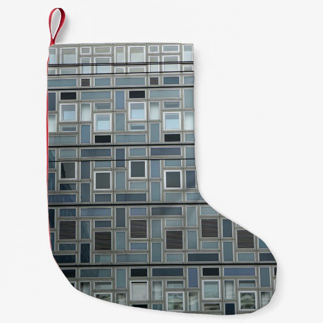 Petite Chaussette De Noël Bâtiment de peinture murale grise (Devant)