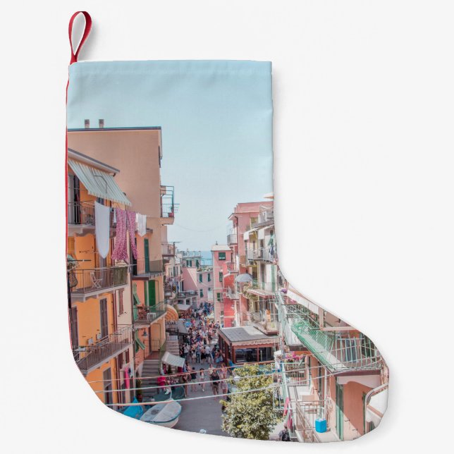 Petite Chaussette De Noël BÂTIMENTS EN BÉTON Brown ET BLANC (Devant)