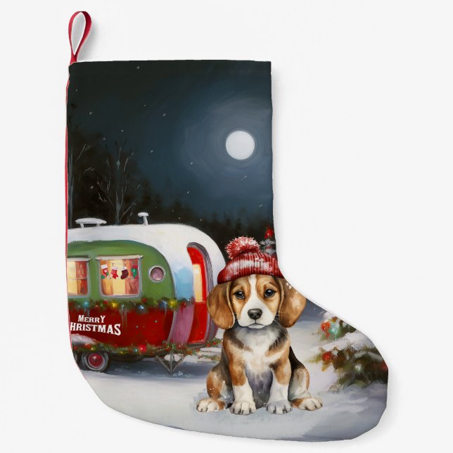 Petite Chaussette De Noël Beagle d'hiver Caravan Christmas Adventure (Devant)