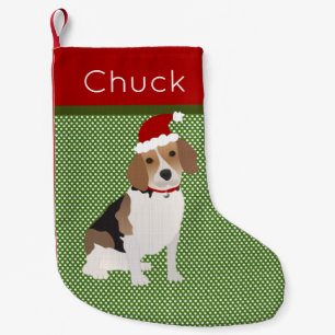 Petite Chaussette De Noël Beagle père Noël personnalisé