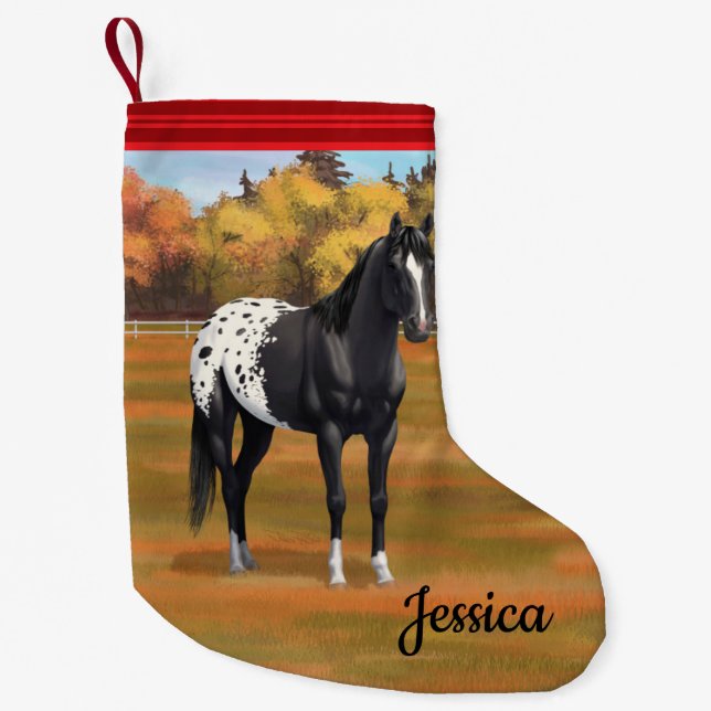 Petite Chaussette De Noël Beau Appaloosa Noir Quarter Horse Stallion (Devant)