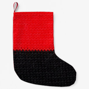 Petite Chaussette De Noël beau tissu en tricot noir et rouge avec drawin
