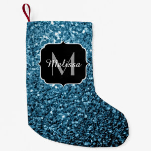 Petite Chaussette De Noël Bébé faux paillettes scintillantes bleu clair Mono