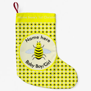 Petite Chaussette De Noël Bébé jaune mignon Abeille Neutre Sexe Premier
