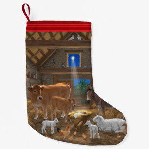 Petite Chaussette De Noël Bébé Jésus Manger Nativité de Noël