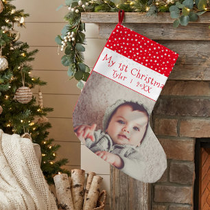 Petite Chaussette De Noël Bébé mou`s 1`st Christmas Red Stars Photo