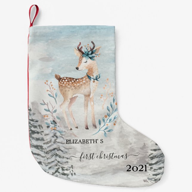 Petite Chaussette De Noël Bébé Renne de Noël des Fêtes (Devant)