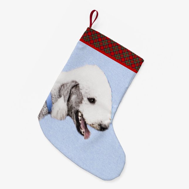 Petite Chaussette De Noël Bedlington Terrier Peinture - Art Chien original (Devant (Accrochage))