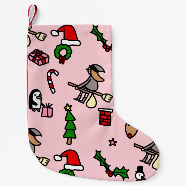Petite Chaussette De Noël befana de noël rose (Devant)