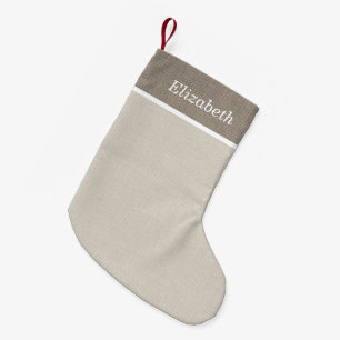 Petite Chaussette De Noël Beige et ivoire Russe Monogramme de vacances