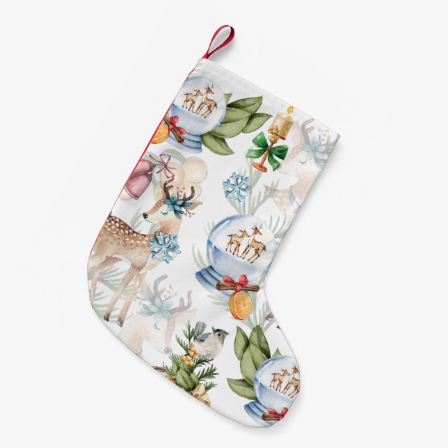 Petite Chaussette De Noël Belle aquarelle de cerf Noël (Devant (Accrochage))