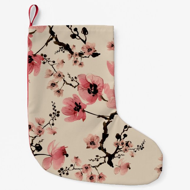 Petite Chaussette De Noël Belle impression de fleurs d'aquarelle. St (Devant)