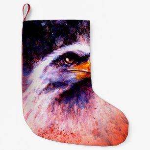 Petite Chaussette De Noël belle peinture d'aigle sur un dos abstrait