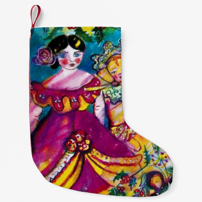 PETITE CHAUSSETTE DE NOËL BELLES POUPÉES ANTIQUES (Devant)