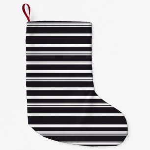 Petite Chaussette De Noël Belles rayures blanches noires